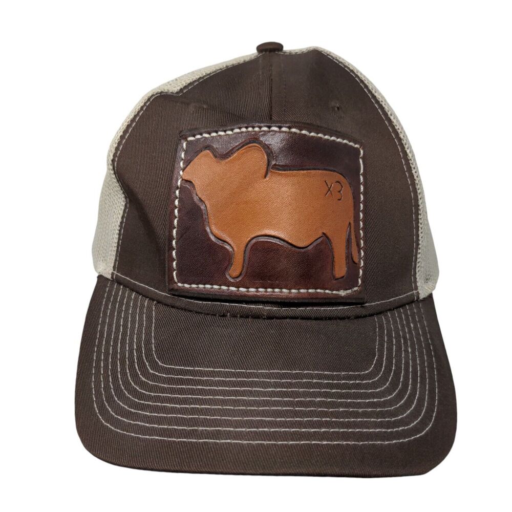 Ivory Headwear Snapback Trucker Hat Brown One Size Adjustable Patch Mesh Back